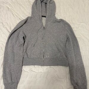 Brandy Melville Heather Gray Cropped Hoodie